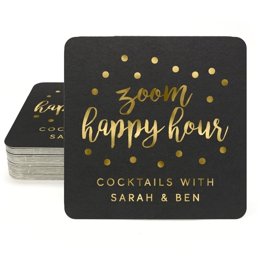 Confetti Dot Zoom Happy Hour Square Coasters